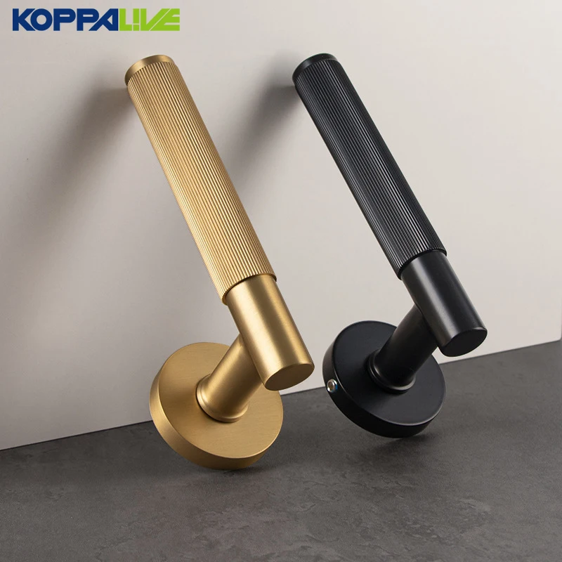 Koppalive Italian OEM High Luxury Brass Door Handle Brass Satin Round Interior Door Lever Handle (1600805216630)