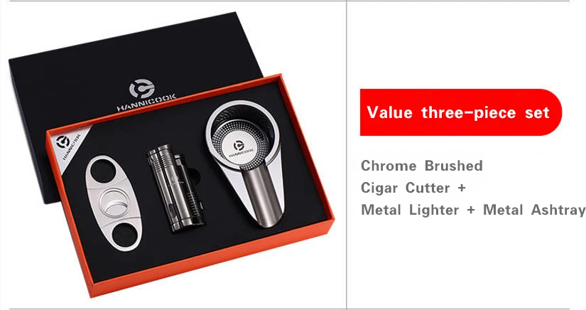 Cigar Ashtray Set 3  Cigar Cutter Windproof Lighter Smoking Accessories Gift Set