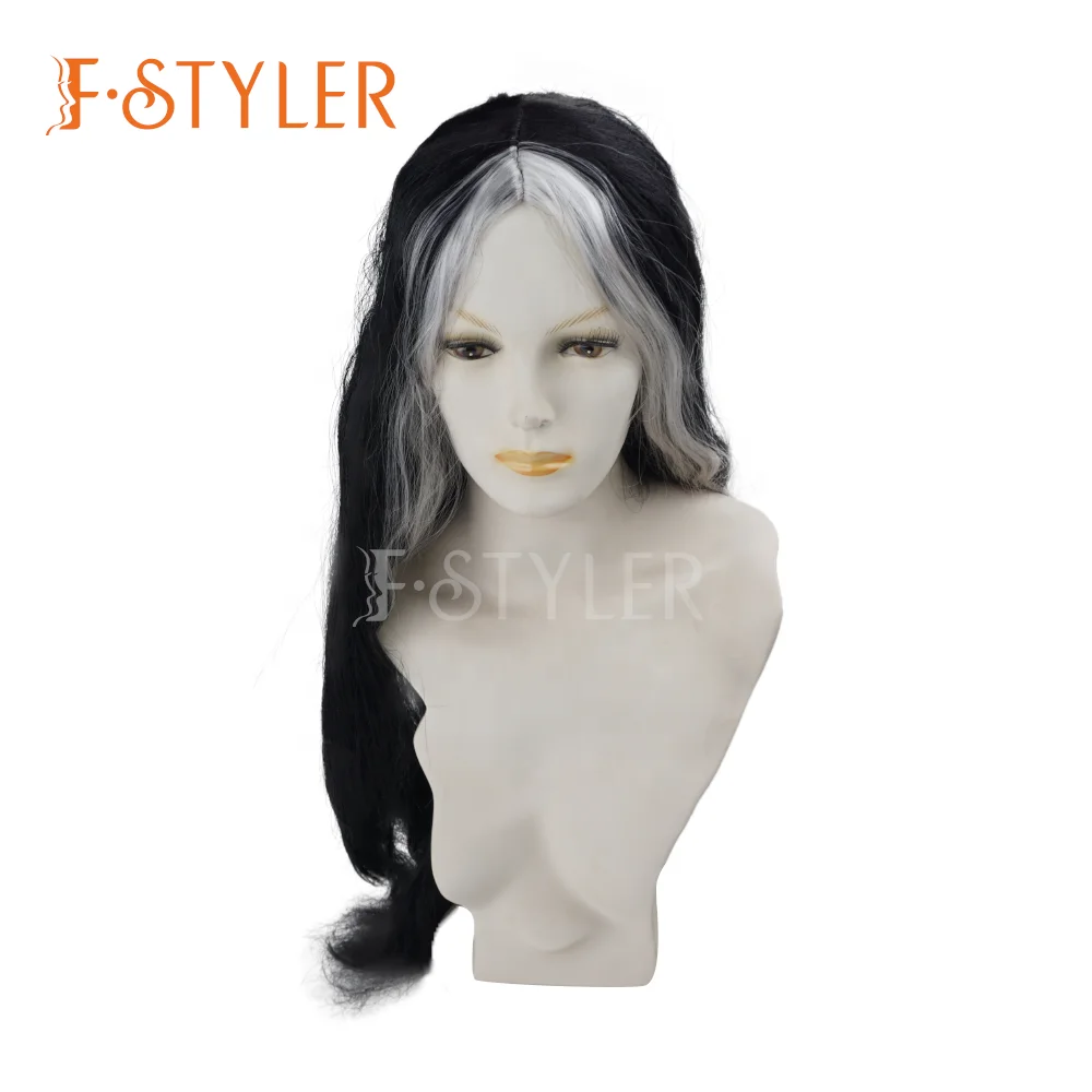FSTYLER Hot Selling Extra Long Two-tone Witch Vampire Synthetic Wig Wholesale Bulk Sale Factory Customize Halloween Costume Wig