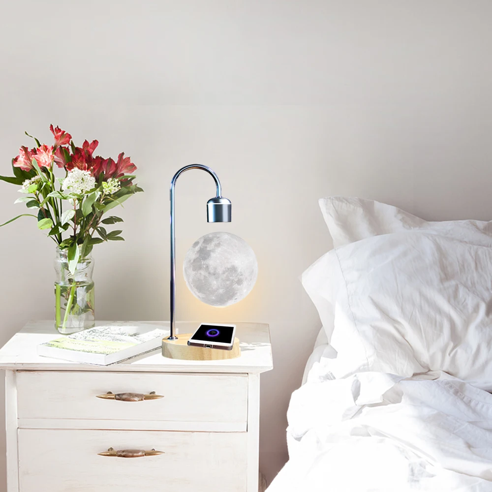 Gleagle Wooden Base Magnetic Levitation Floating 3d Print Lighting Moon Lamp Night Lights