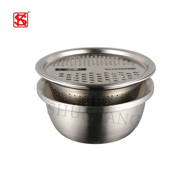 Kitchenwares Stainless Steel 3 Pcs Colander Set Rice Wash Sieve Basket Strainer