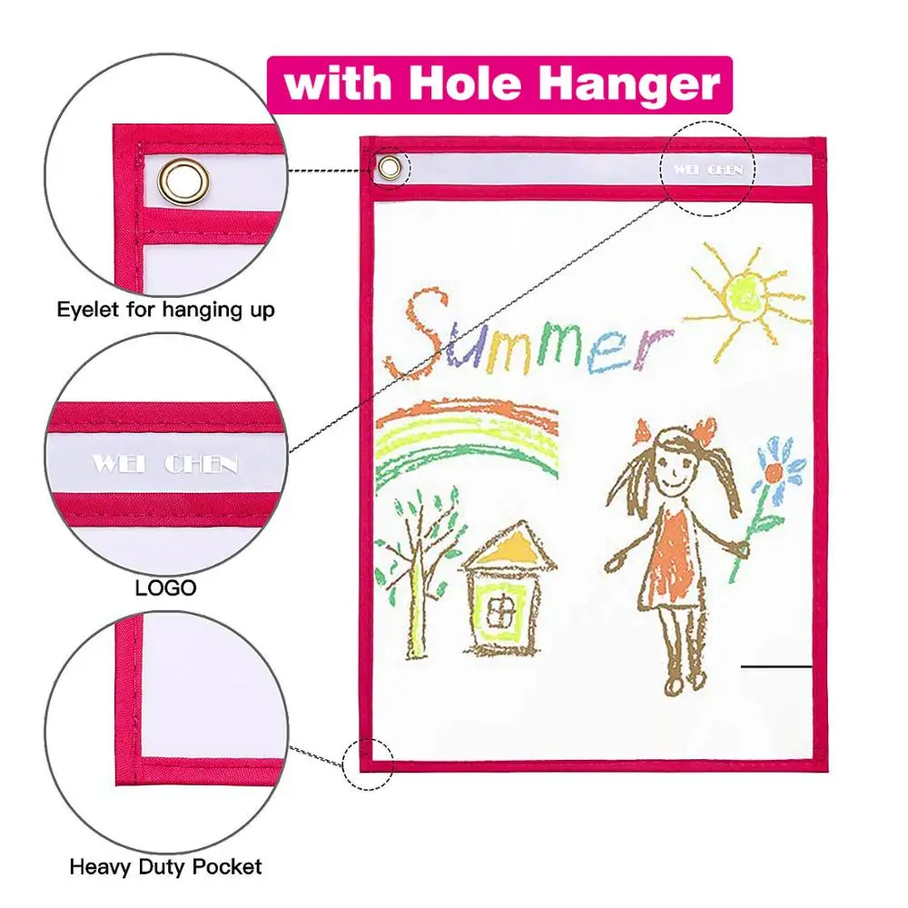  2021 New Design Hot Sale Assorted Colors Student 30 Pack Reusable Dry Erase Pockets 10x14 For