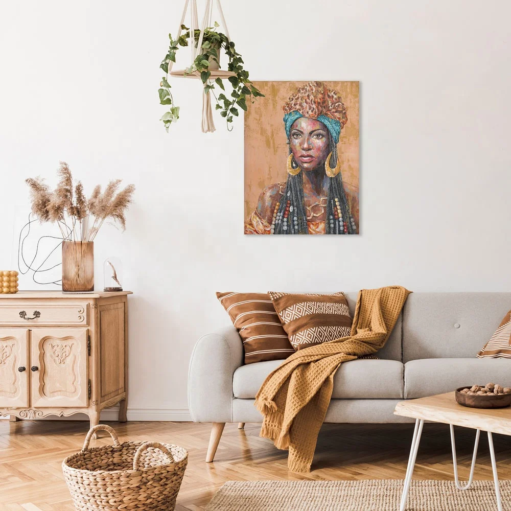 Картина Artree Global Designs на заказ, художественная картина, украшение для дома, гостиной, Африканский женский холст, акриловая картина маслом