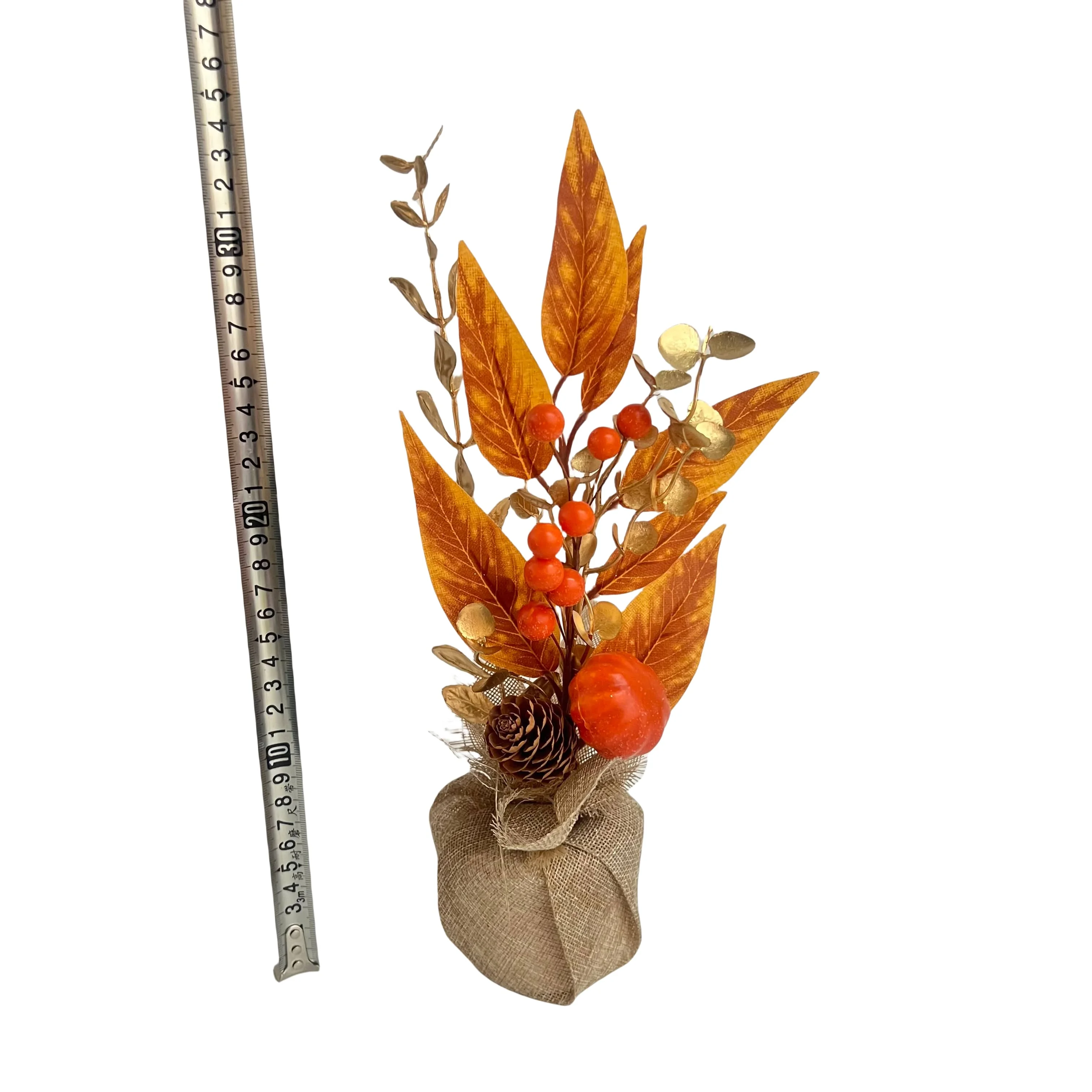 2024 New hot Autumn Harvest Festival tree home decoration pine cone decoration handmade flowers and leaves