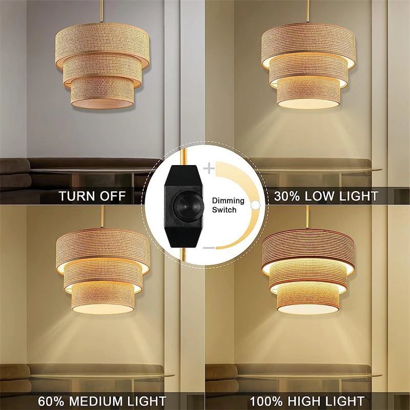 Декоративная плетеная ротанговая лампа