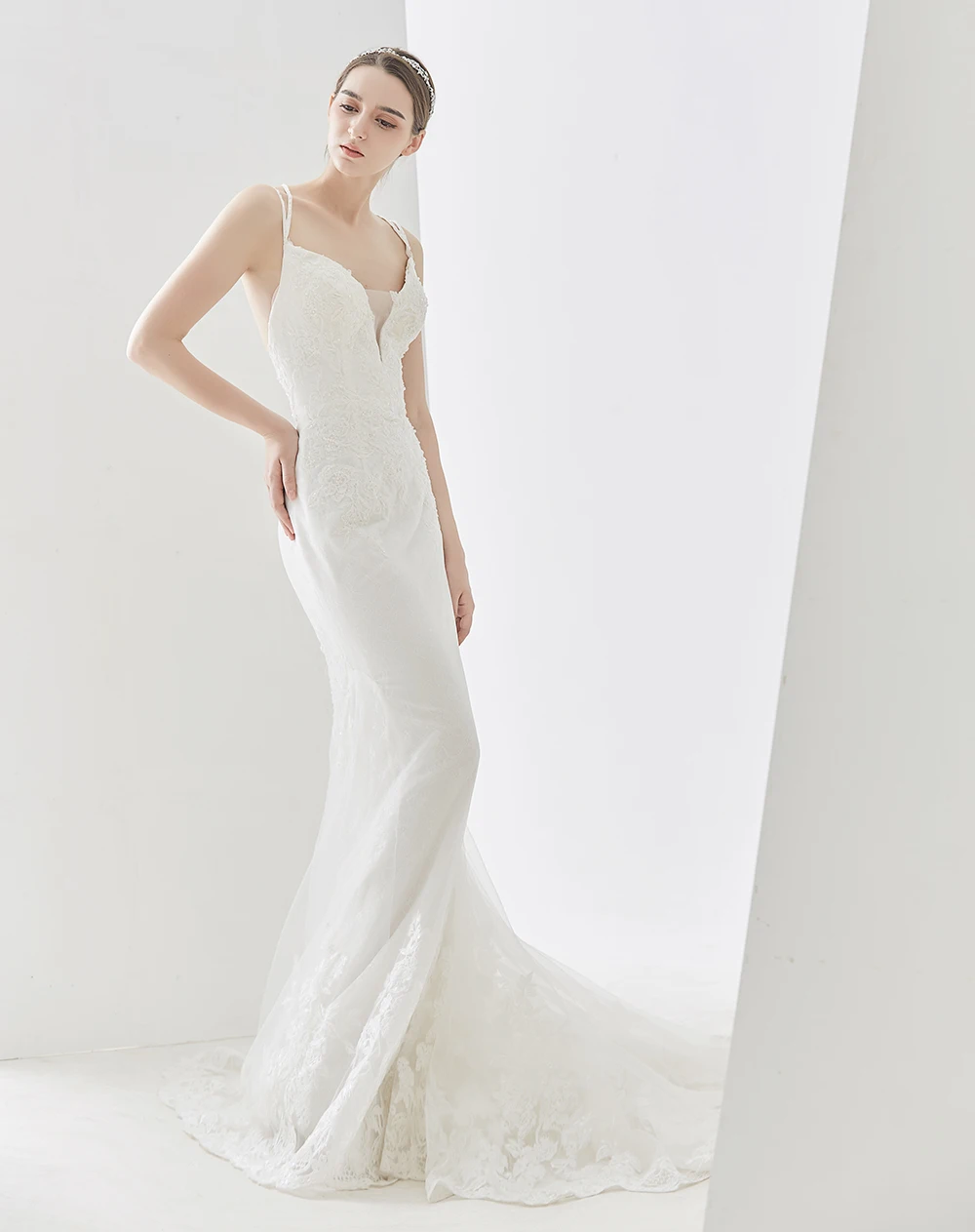 Manufacturer Custom made Plus Size Slim Wedding Dress Lace Sling Bridal Gown Dress Evening Dress