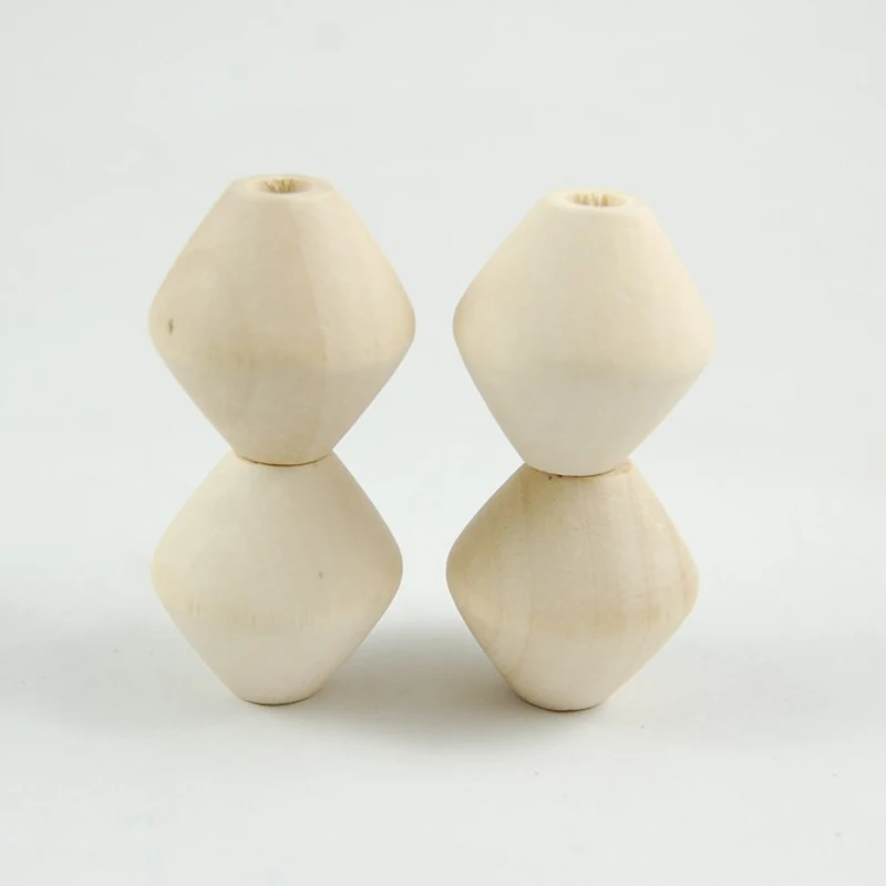 Tailai Natural Solid Wood Large-Hole Diamond-Shaped Beads: Perfect for DIY Jewelry Making and Handcrafted Decorative Projects