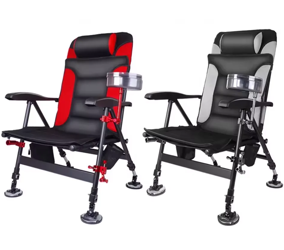 Folding Ice Fishing Chair for Adults Outdoor Camping Chair Leg Adjustable with Cooler Storage Bag