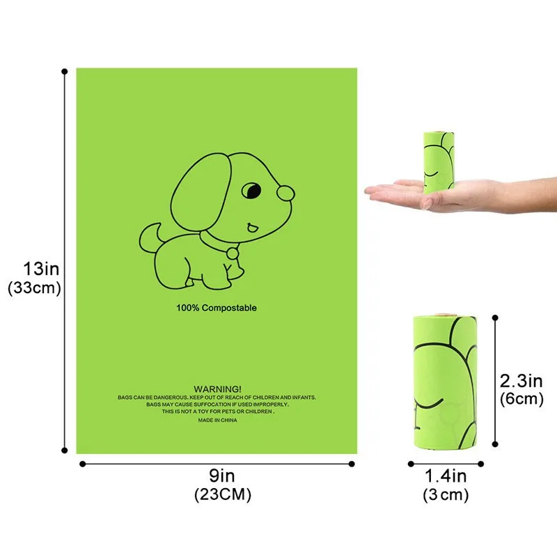 YC 100% Compostable Manufacture Sustainable Biodegradable Custom Logo Printed Eco Friendly Cornstarch Unscented Pet Poop Bag