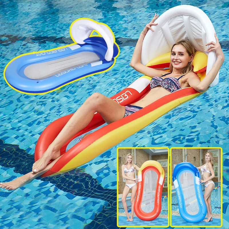 inflatable floating bed adult inflatable floating row new sunshade with net  Water Hammock