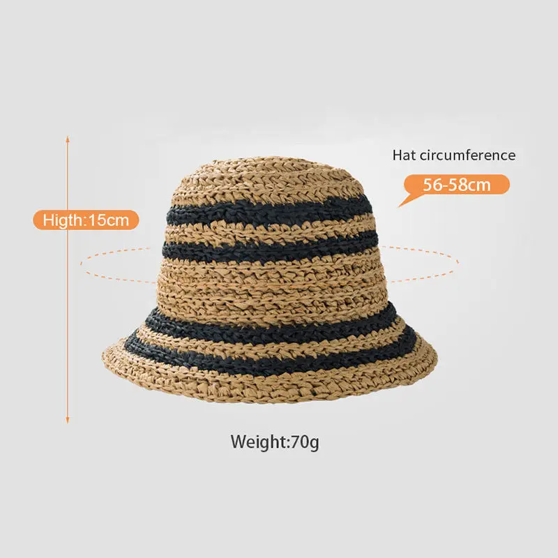 Wholesale New Striped Fisherman Bucket Hats Collapsible Crochet For Women Designer Luxury Beach Hats Summer Sunshade Hat