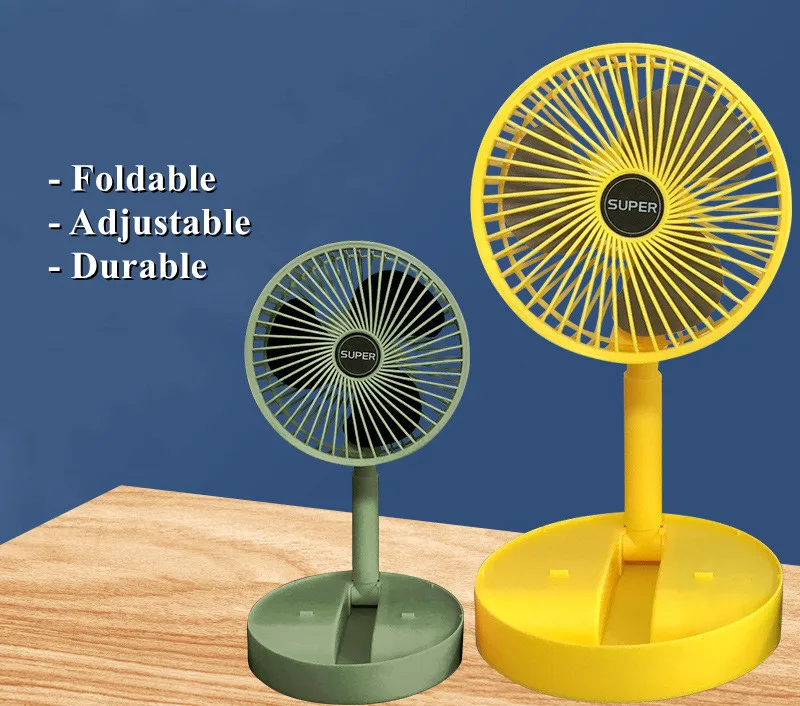 China Manufacture 800mA Rechargeable Battery 6-10 Hours Adjustable Multifunctional Folding Electric Fan