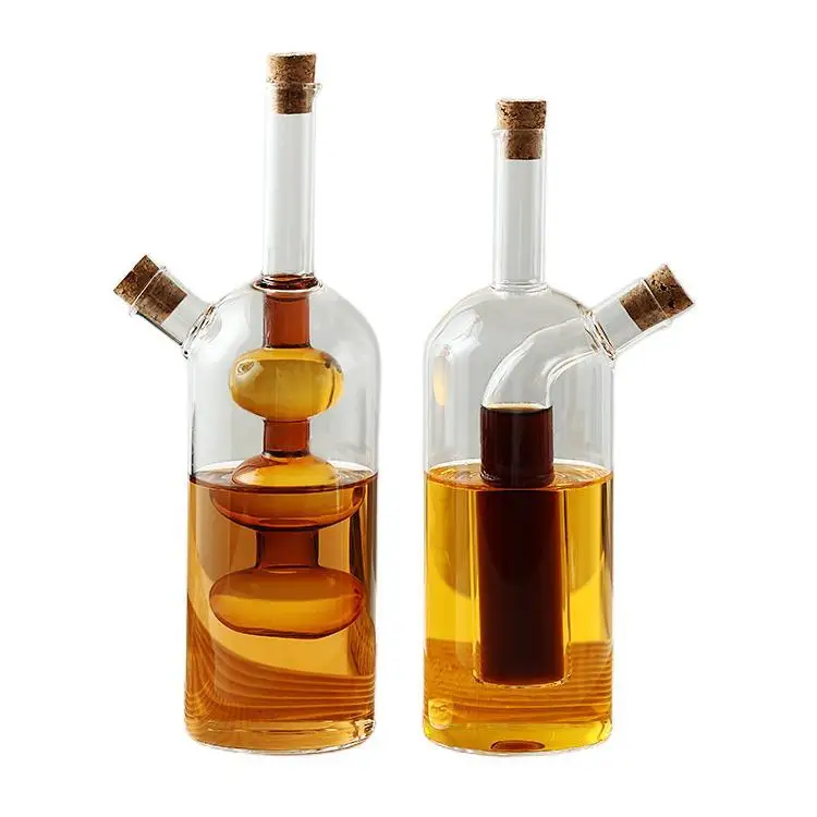 High Borosilicate Glass 2 in 1 Kitchen Seasoning Bottle Soy Sauce Vinegar Dual-Purpose Seasoning Bottle Gravy Boat