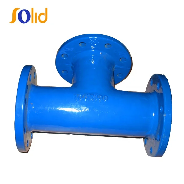 EN545 Casting ductile iron pipe fitting epoxy all flanged equal tee for potable water