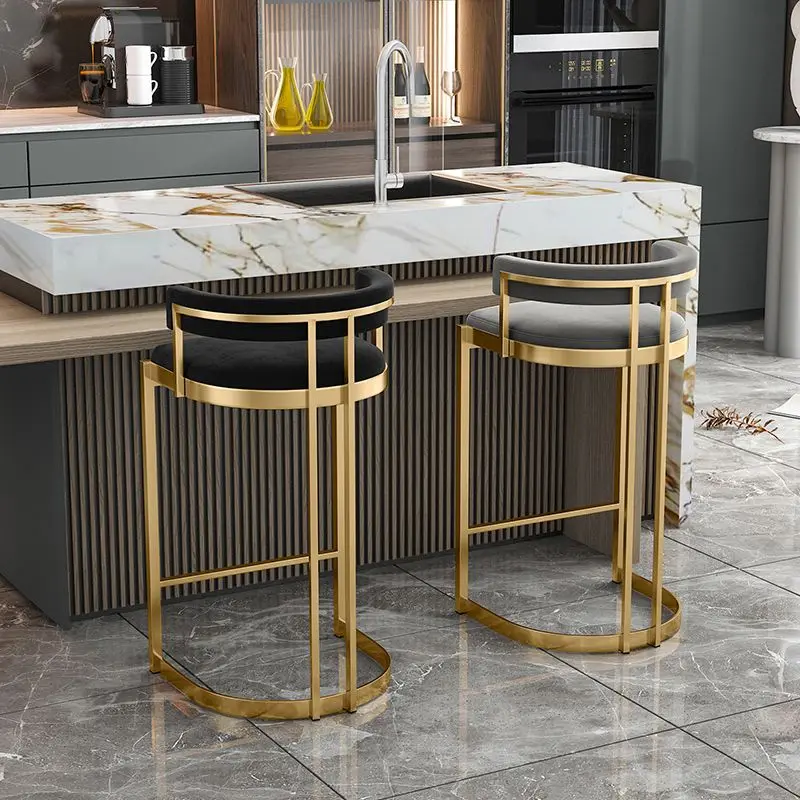 Modern Luxury Stainless Steel High Foot Stool Counter Chair For Hotel Cafe Home Black Bar Chairs