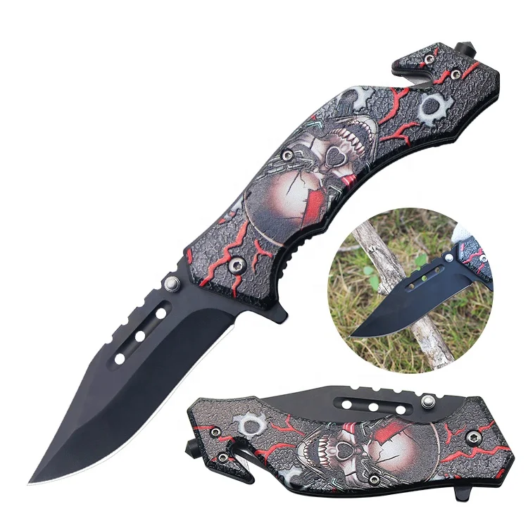 3Cr13 Stainless Steel Glass Breaker Outdoor Survival Plastic Pocket Folding Knife Rescue Knife with Belt Cutter