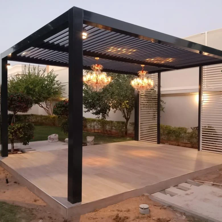 Garden LED lighting Outdoor Waterproof Villa Aluminum Pavilion Louver Roof Gazebo