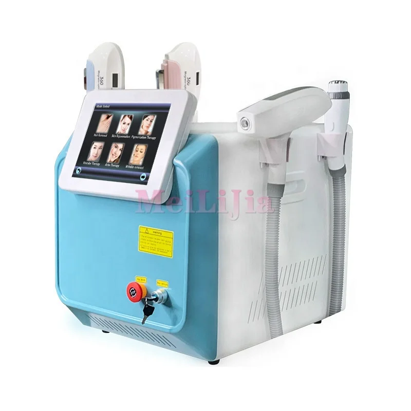 Newest 4 handles RF ND-YAG Laser Tattoo Removal And 360 Magneto Optic RF IPL OPT SHR DPL Hair Removal Beauty Machine with CE