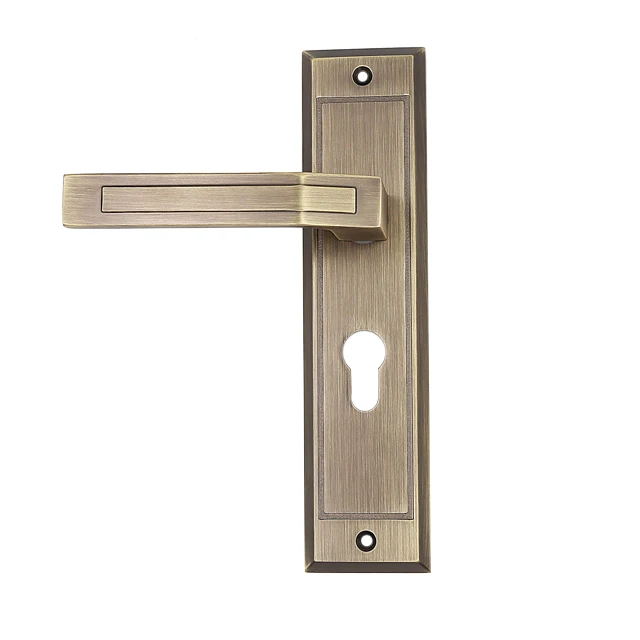 Most Popular Bedroom Zinc Alloy Plate Door Handle With Door Lock Set Body Cylinder Mortise Lock For Wooden Door