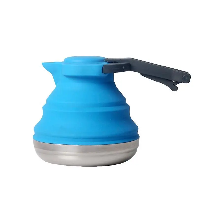  Easy Carry Folding Silicone Kettle 1.5L Water Pot Camping Travel Kitchen Tools Tea