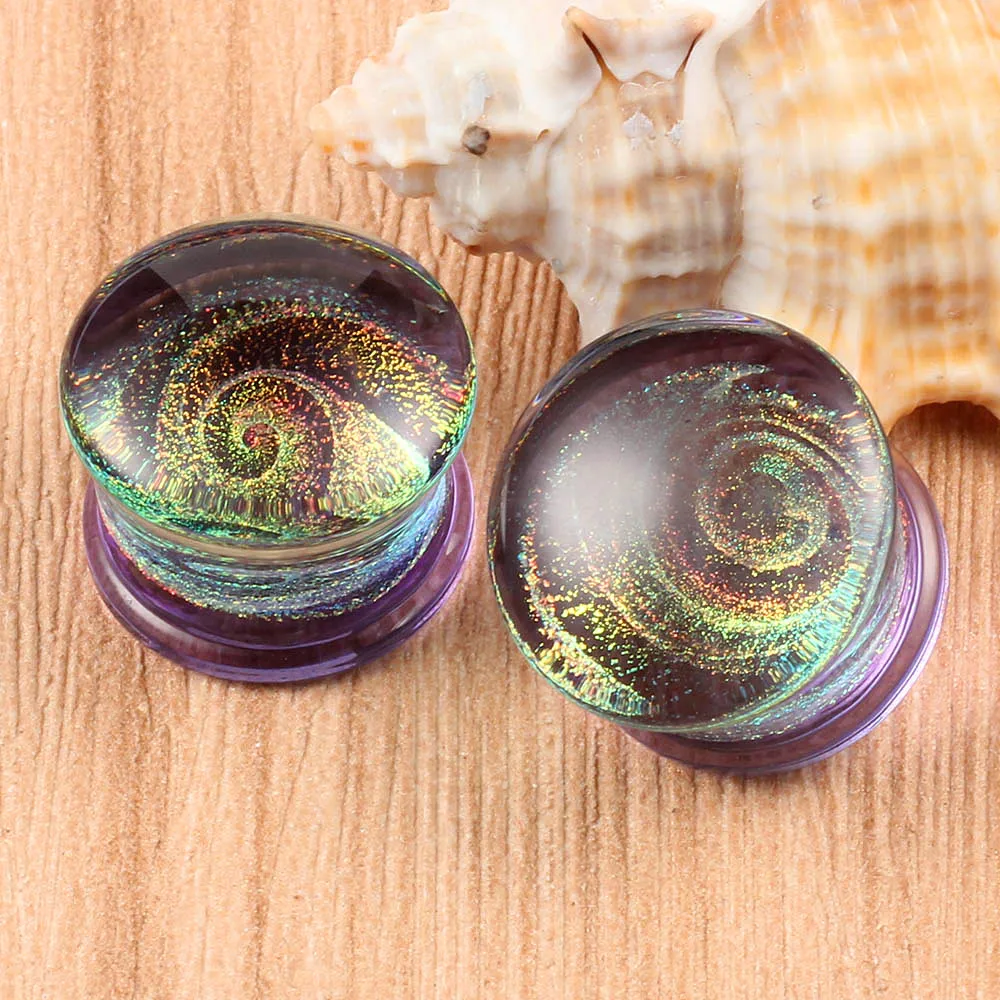 Evorte Customized Popular Colorful Glass Ear Gauges Plugs Ear Expander Weights Flesh Tunnels Ear Lobe Lip Piercing Body Jewelry