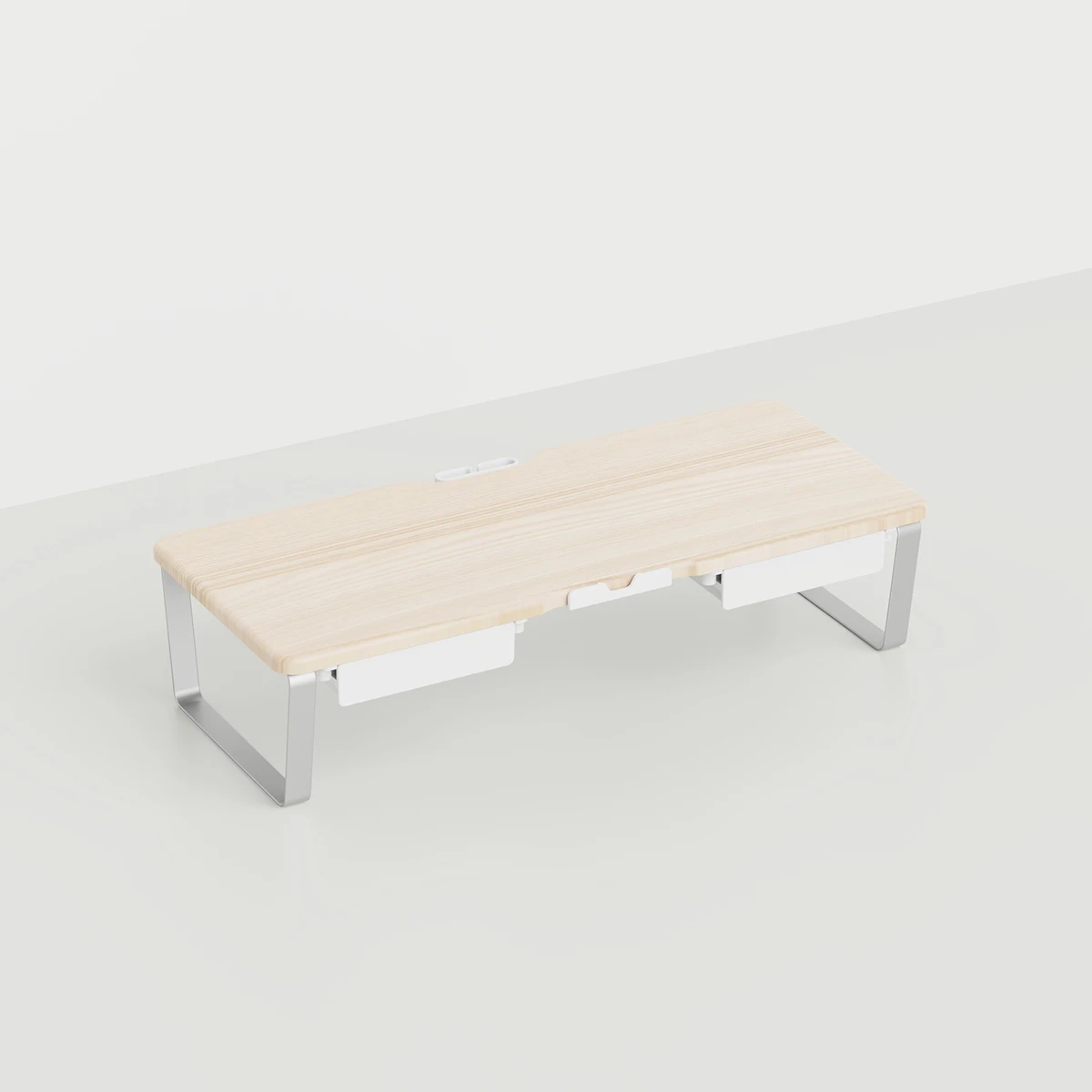 On Sale multi-function double drawer wooden storage with mobile phone holder IMac notebook computer monitor stand riser