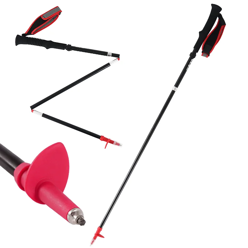 Hot Selling Four Sections Folding 7075 Aluminum Alloy Hiking Sticks Trekking Pole Outdoor Trekking Poles for Hiking
