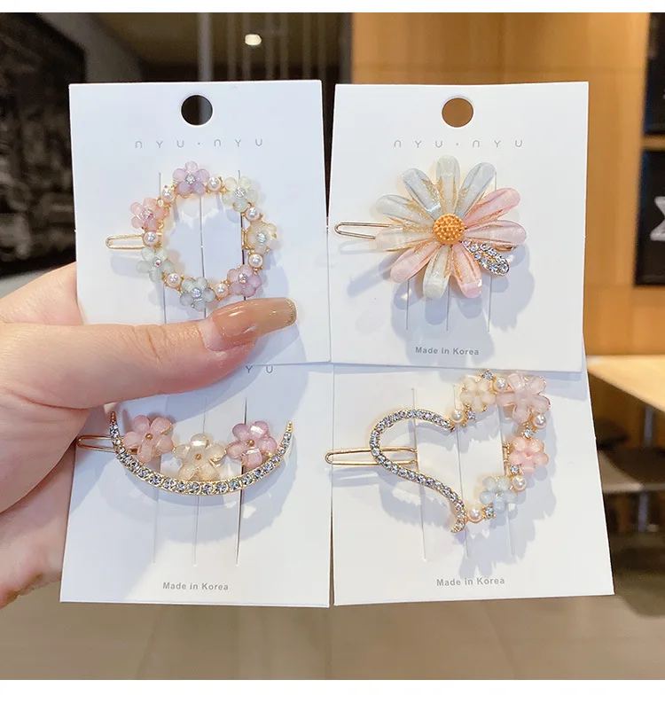 PUSHI water drill hairpin korean flower hairpin vendor furniture legs cute fashion Daisy hair accessories