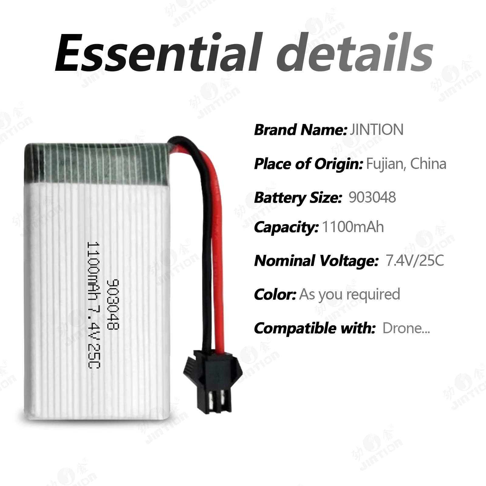JINTION 903048 1100 мАч 7 4 В 25C lifepo4 батарея литиевая цилиндрическая аккумуляторная для Дронов аэромоделирование