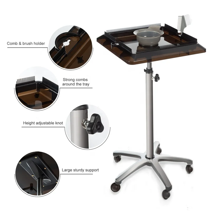 Hair Extension Tools Hairdressing Movable Stainless Steel Beauty Salon Trolley for Tip Hair Extension