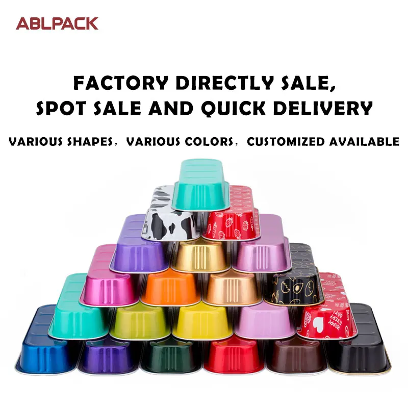 ABLPACK Aluminium foil bakery packaging cupcake tray box restaurant takeout 6.9oz airline food container replace paper plastic