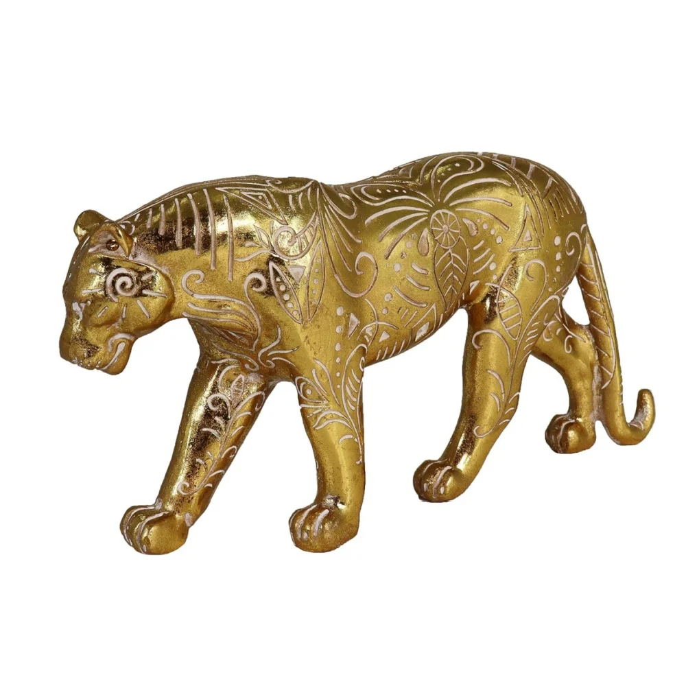 Custom Gold Cheetah Statue Simple Modern Western Resin Sculpture for Living Room Bedroom Desktop Art Decoration Gift for Dad