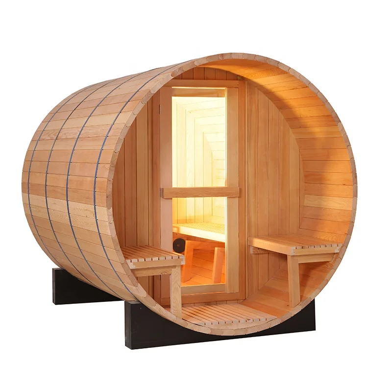 2024 hot selling hemlock / cedar outdoor steam barrel sauna room traditional sauna with heater accessories 4-5 people