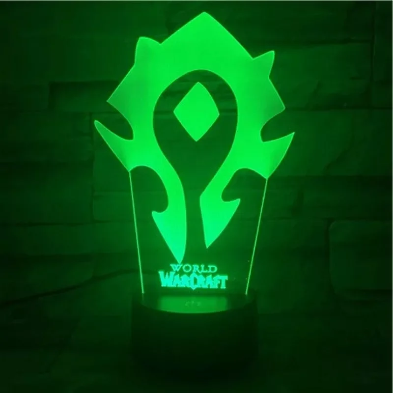 World of Warcraft Night Light Creative 3D Illusion Acrylic Table Desk Base LED Table Lamp Desk Lamp Night
