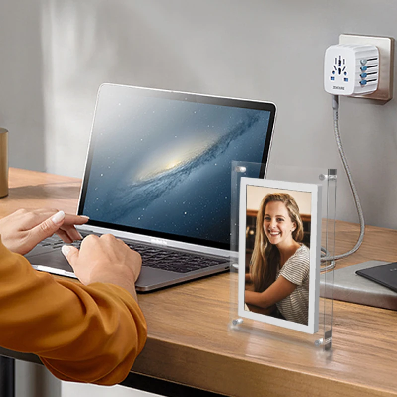 small size 4inch acrylic digital photo frame with built in Battery 1G Memory For Video Play In Loop After Power On With Buttons