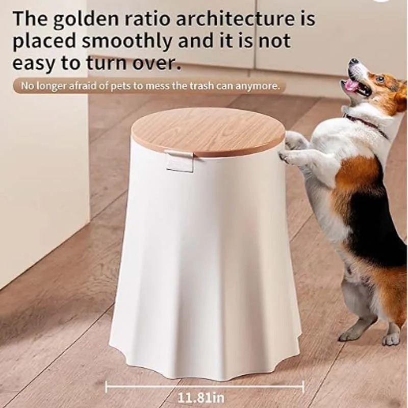 Bedroom Trash Can with Press Top Lid 10L Office Trash Bin Waste Basket 3 Gallon Plastic Garbage Bin for Home Bathroom Kitchen