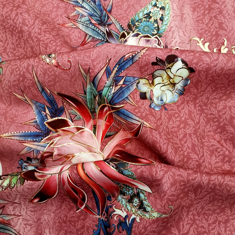 Wholesale Chinese foil printing 4 way twill stretch fabric