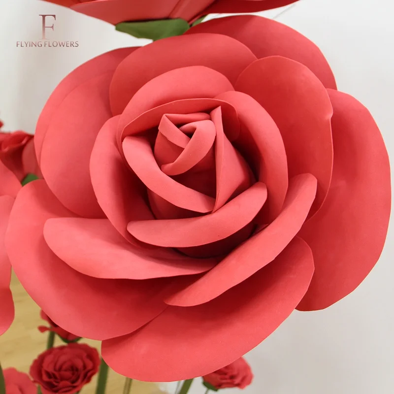 China high quality decorative artificial giant standing  paper flowers for  wedding giant EVA foam paper flowers