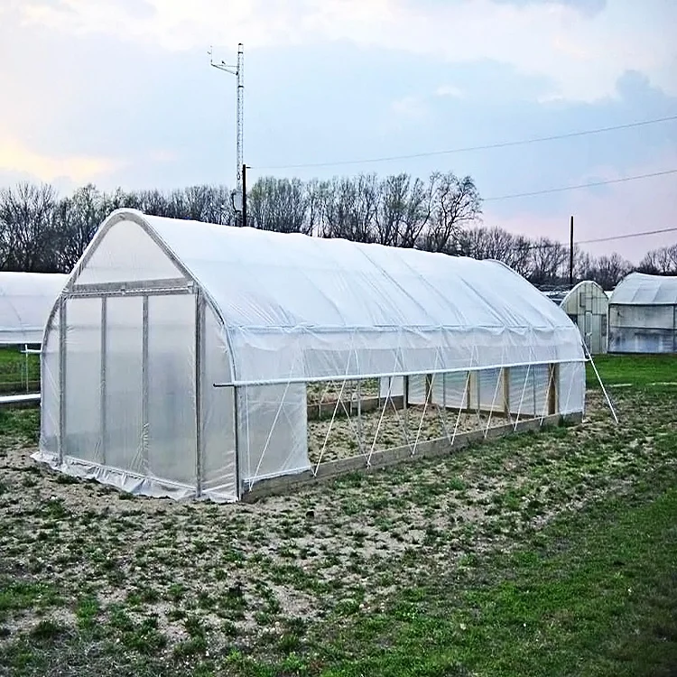 Low price greenhouse plastic film agriculture products green house metal frame on sale