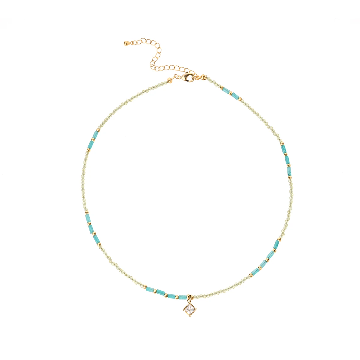 New Hot Selling Natural Stone Seed Beads Zircon Charms Pendant Women Fashion Necklace Jewelry