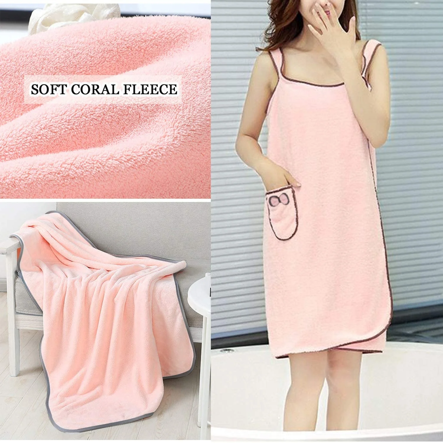 Super soft and absorbent Plush Thicken Changeable Towel coral fleece Bibulous Body Wrap wearable Bath towel