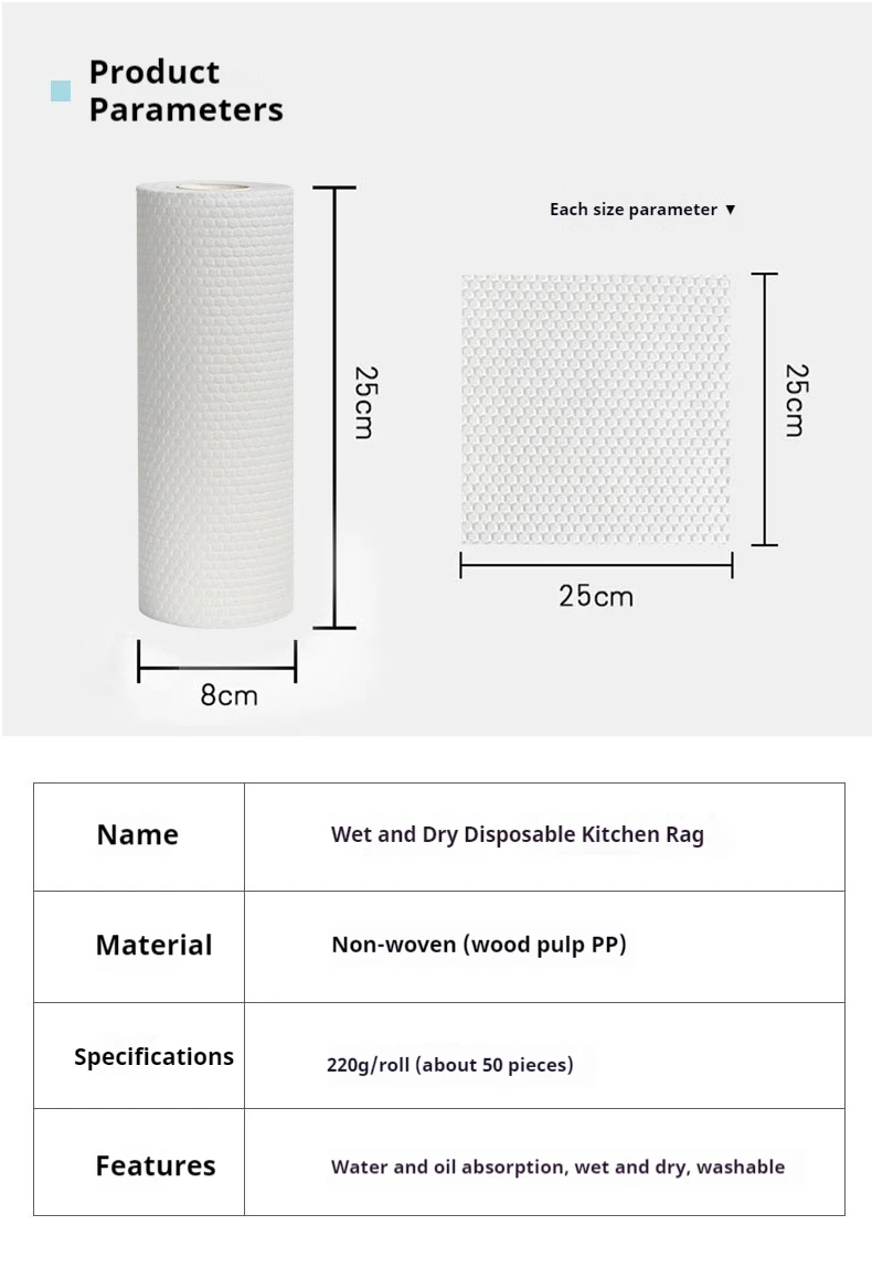 The Lazy Rags Of Kitchen Cleansing Wipe Disposable Cleaning Timber Viscose Kitchen Cloth Roll Paper Towels