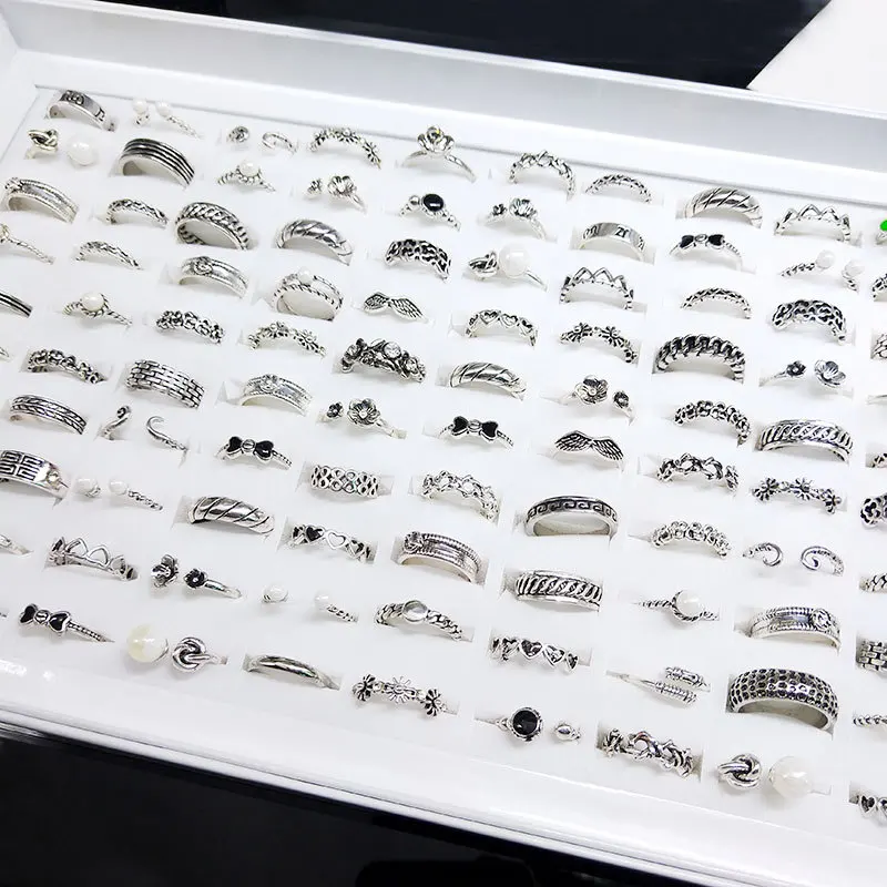 Mixed Lot Rings Bohemian Jewelry Golden Silver Plated Mix Style Finger Rings For Women Gift Jewelry