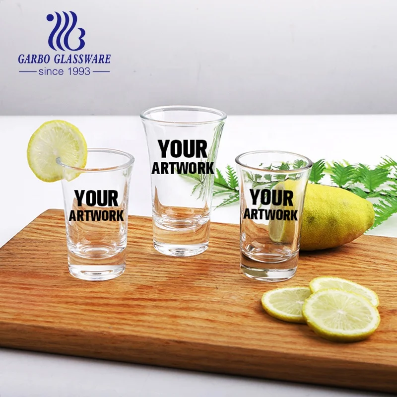 Custom logo design mini drinking brandy glass print wine cup  custom shot glass cup shooters glasses drinks tumbler glassware