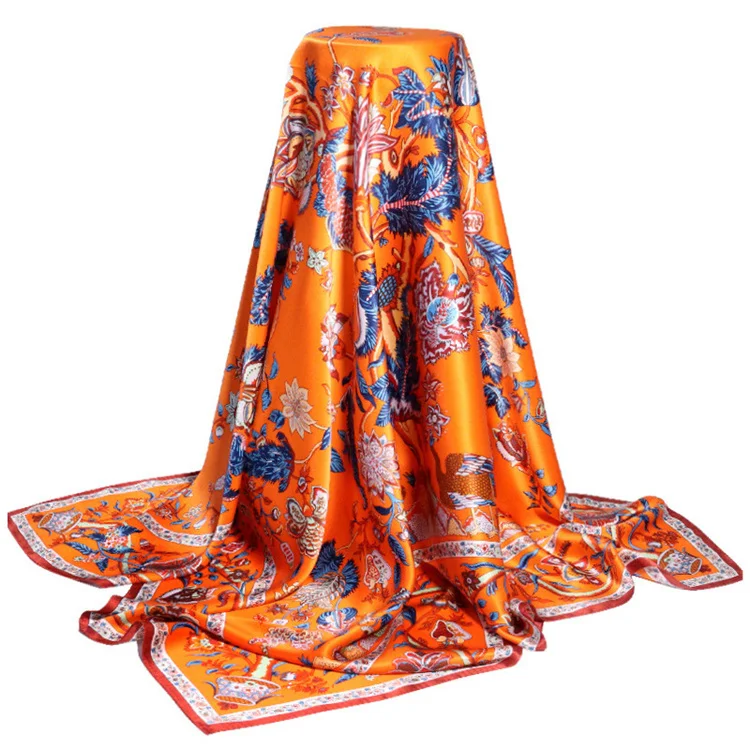 90*90 Luxury Silk Material Brand Letter C Style New Current Long Summer Scarves For Women