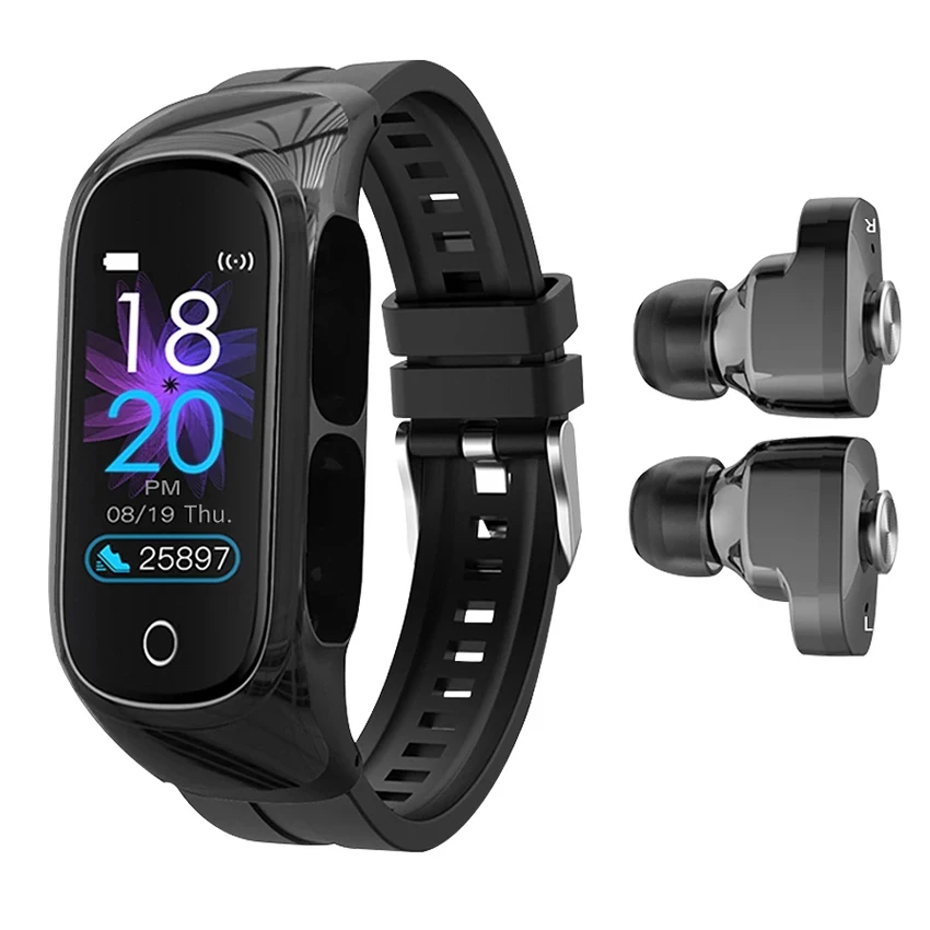 Fashion watch smart 2 In 1 0.96 inch TFT color screen display 160*80 smart bracelet smart watch tws earphone  for men women