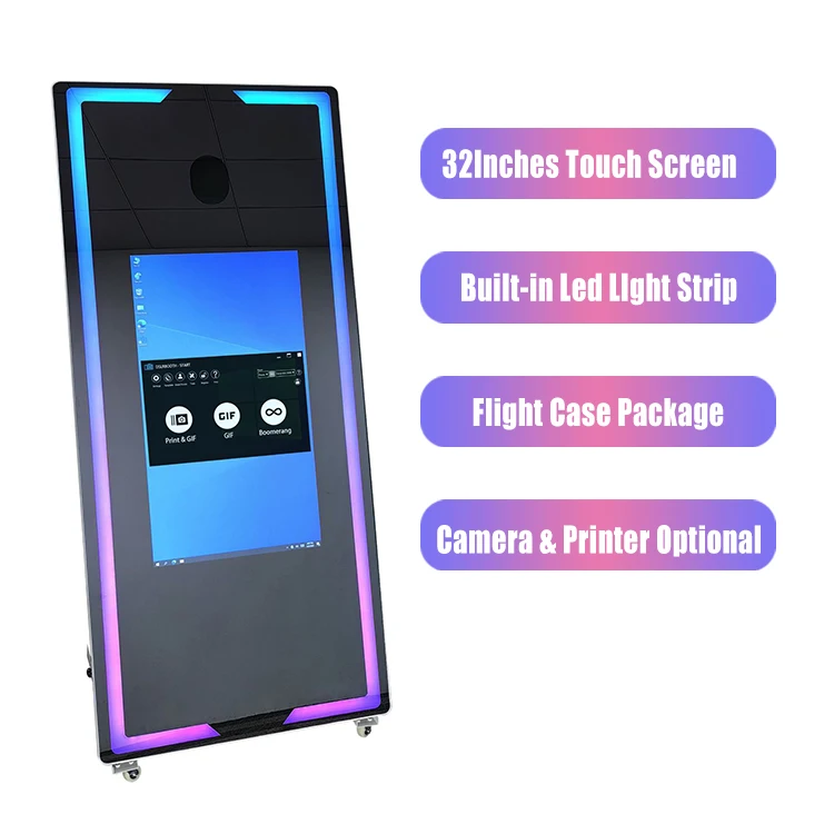 Espejo Magico Magic Miroir фотобудка, оптовая продажа, свадебная Селфи, фотобудка 65 дюймов на колесах