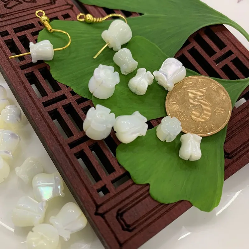 How sale natural shell crown flower beads 6mm 8mm hand carved mother of pearl bell flower for DIY Jewelry