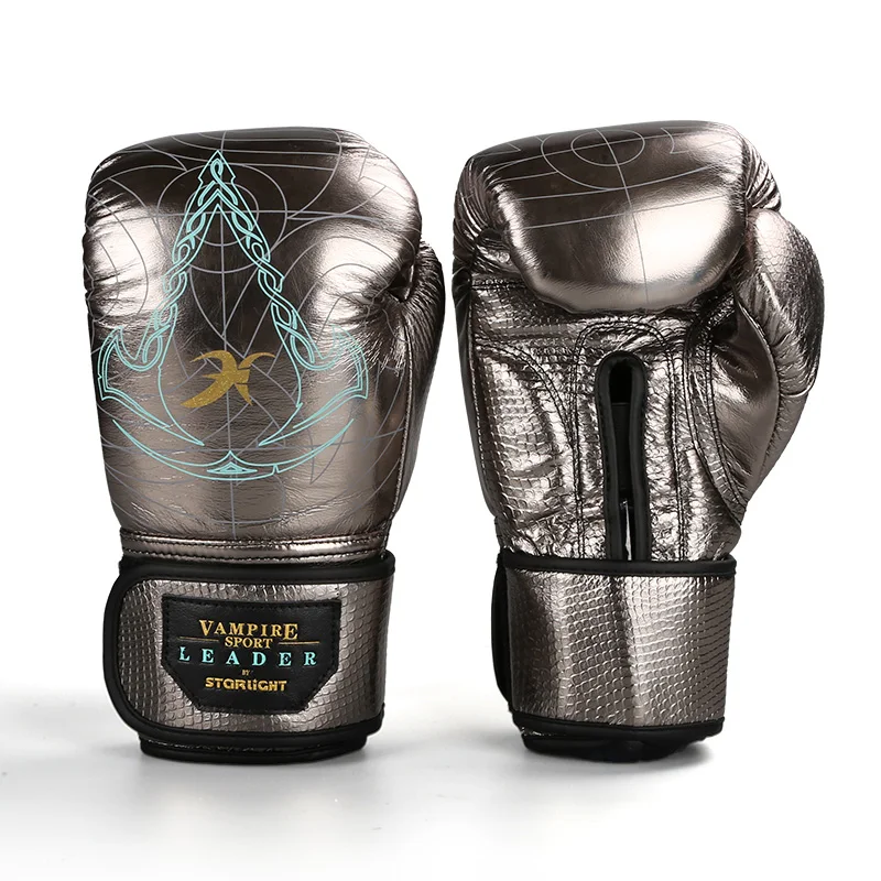 Boxing Gloves Customised Shiny Microfiber Cowhide Gym Gold  Boxing Gloves