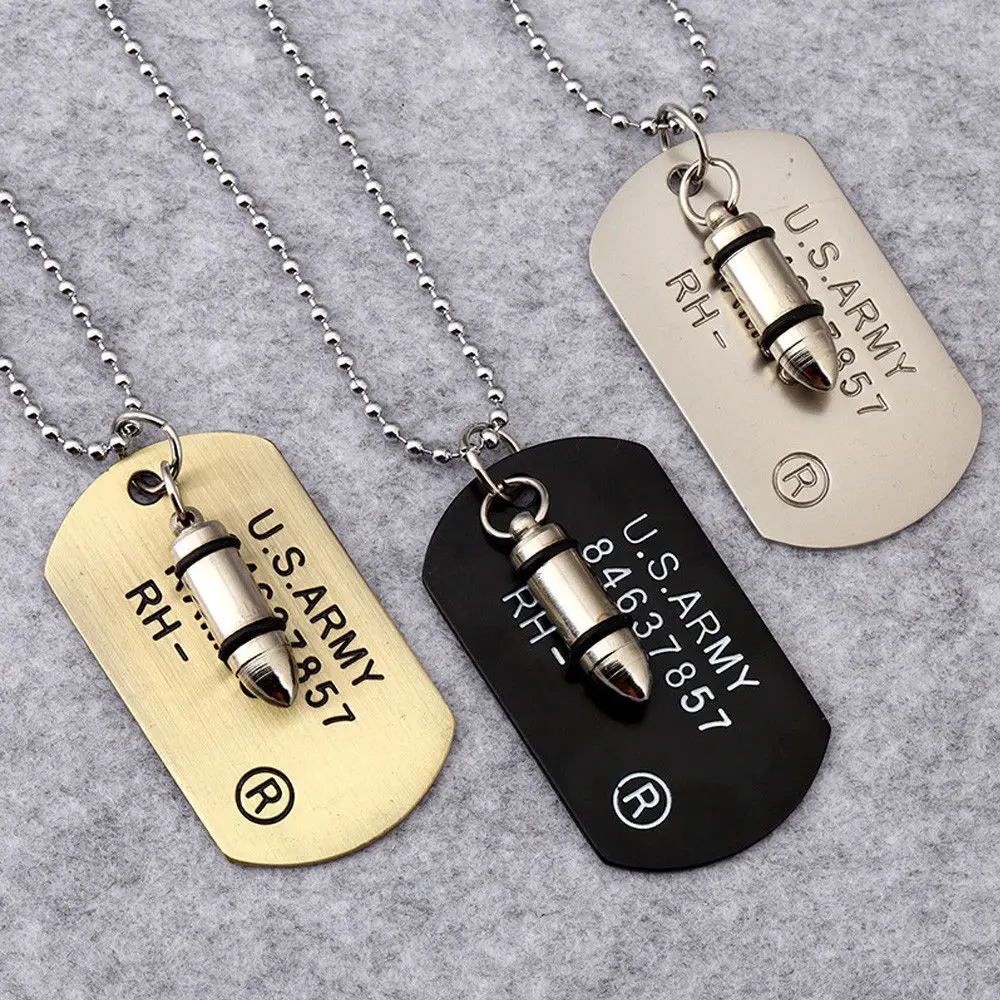 Bullet Necklace New Necklace Dog Tags Ball Chain Hip Hop Chains Cool metal Dog Tags For Men Gifts
